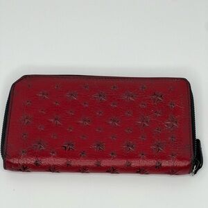 ♥️Jimmy Choo Carnaby Star Embossed Red Long Wallet | PRELOVED!!♥️